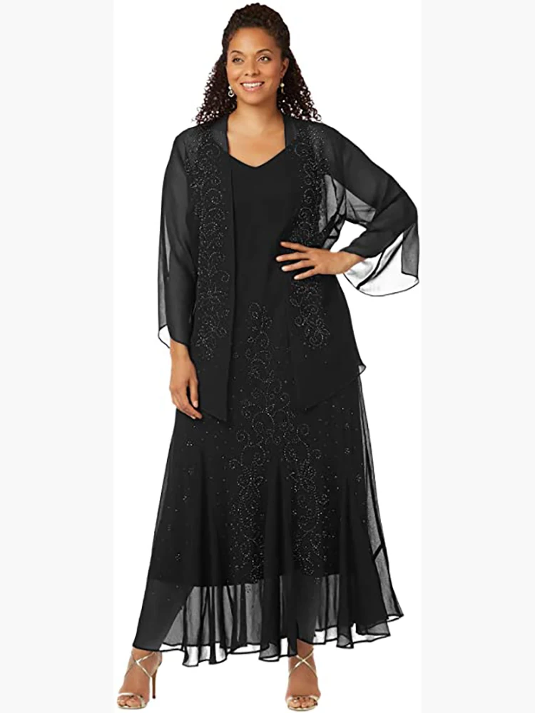 Womens Plus Size Chiffon Mother of the Bride Dresses with Jack Beaded Ankle Length Appliques Wedding Party Guest Gowns
Womens Plus Size Chiffon Mother of the Bride Dresses with Jack Beaded Ankle Length Appliques Wedding Party Guest Gowns