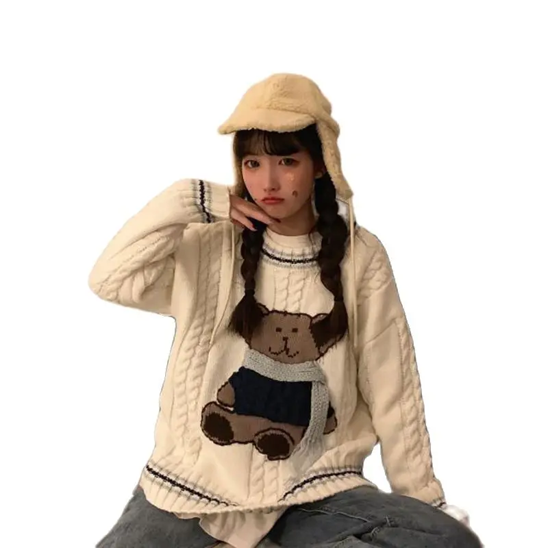 Harajuku Kawaii Bear Pattern Knitted Sweater White Pullover Y2K Clothes Women Oversized Loose Jumper Top Winter Fashion 2021
Harajuku Kawaii Bear Pattern Knitted Sweater White Pullover Y2K Clothes Women Oversized Loose Jumper Top Winter Fashion 2021