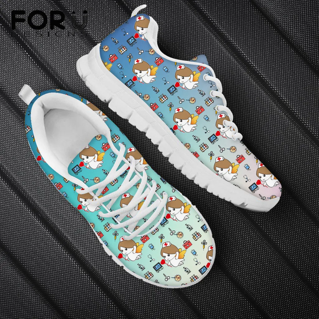 FORUDESIGNS Leisure Sneakers for Women Kawaii Cartoon Nurse Caring Pattern Breathable Air Mesh Shoes Ladies Light Flats Shoes 
FORUDESIGNS Leisure Sneakers for Women Kawaii Cartoon Nurse Caring Pattern Breathable Air Mesh Shoes Ladies Light Flats Shoes