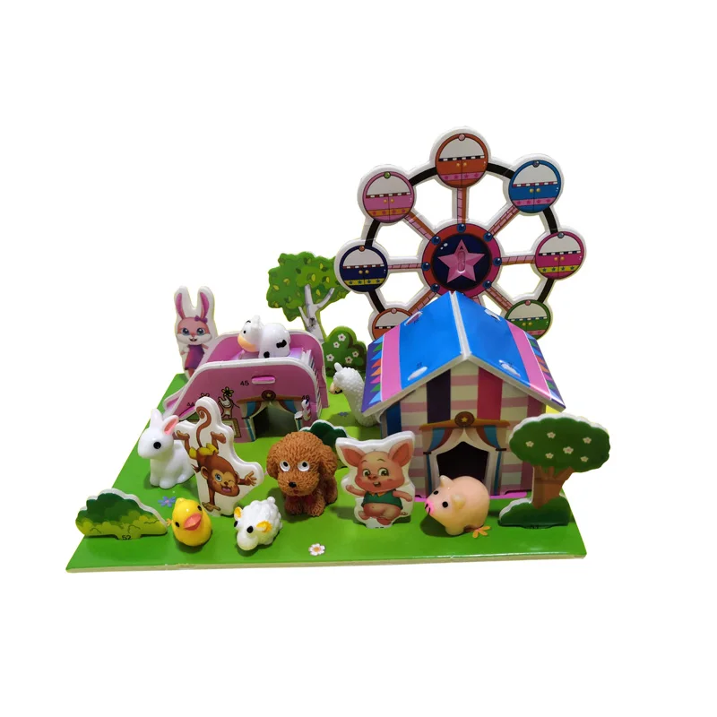 3D DIY Головоломка ЗАМОК модель мультяшный дом сборка бумажная игрушка KidMini