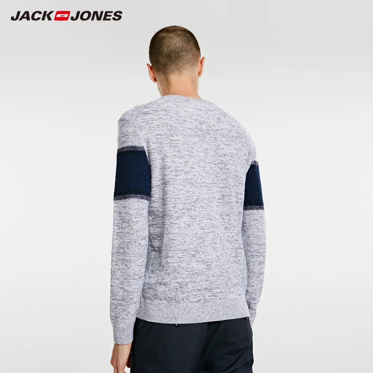 Jack Jones мужской зимний досуг сплайсированные полосатый шерстяной вязаный свитер |