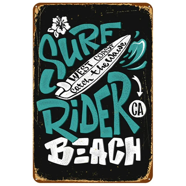 Surf Rider West Coast Catch the Wawe Beach Metal Tin Sign 8x12 Inch Retro Home Kitchen Bedroom Living Room Bar Pub Wall Decor
Surf Rider West Coast Catch the Wawe Beach Metal Tin Sign 8x12 Inch Retro Home Kitchen Bedroom Living Room Bar Pub Wall Decor