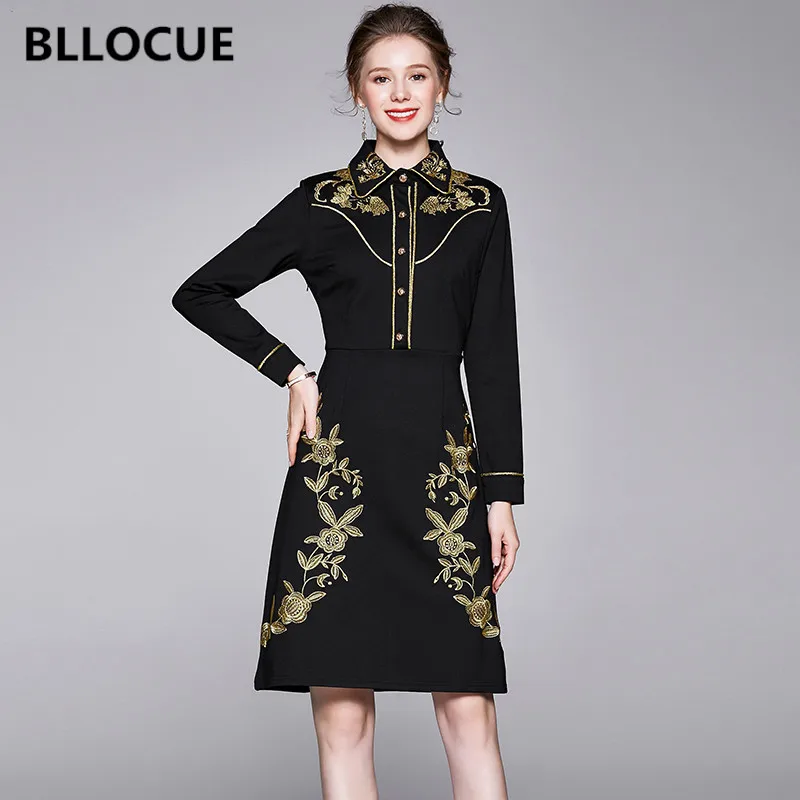 Женское модельное платье с золотистой вышивкой BLLOCUE, офисное винтажное Повседневное платье с отложным воротником, весна 2020
Женское модельное платье с золотистой вышивкой BLLOCUE, офисное винтажное Повседневное платье с отложным воротником, весна 2020
