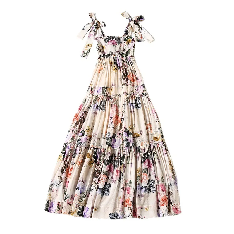 2021 printed mid-waist, pure cotton, skin color, belly-covering, thin-necked temperament, sling mid-length dress, women's dress
2021 printed mid-waist, pure cotton, skin color, belly-covering, thin-necked temperament, sling mid-length dress, women's dress