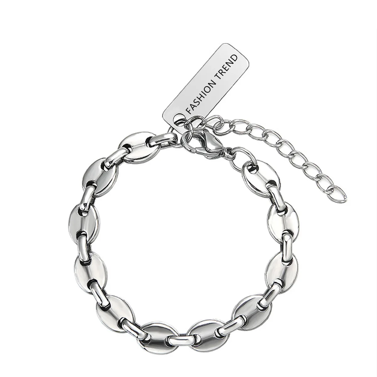 Pig Nose Shape Stainless Steel Hip-Hop Style Bracelet Square Brand Letter Pendant Bracelet Simple and Versatile Cold Accessories
Pig Nose Shape Stainless Steel Hip-Hop Style Bracelet Square Brand Letter Pendant Bracelet Simple and Versatile Cold Accessories