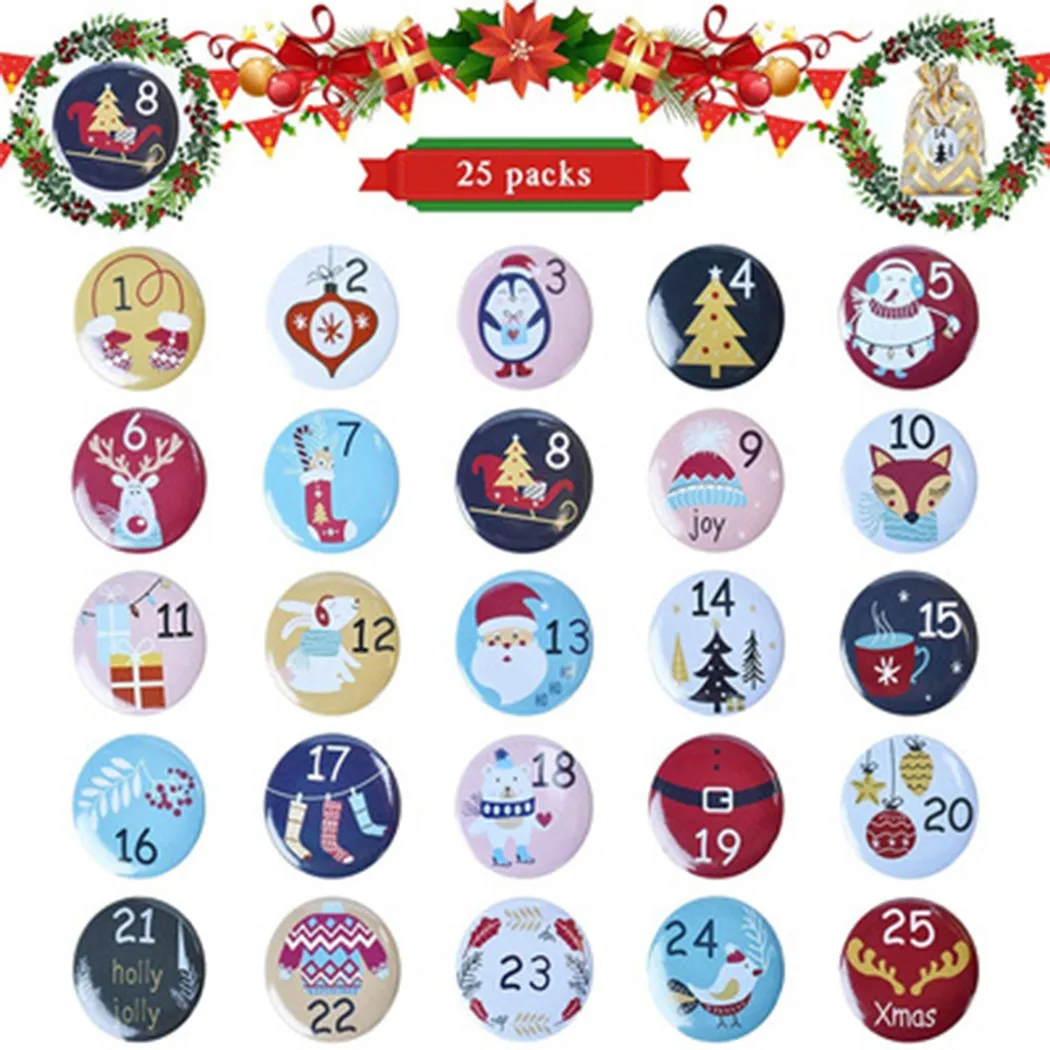 24pcs Christmas Gift Bag Countdown Pin No. Brooch Decorations With Numbers For Gift Bags/ Candy Bags/ Craft/ Cloth Decoration
24pcs Christmas Gift Bag Countdown Pin No. Brooch Decorations With Numbers For Gift Bags/ Candy Bags/ Craft/ Cloth Decoration