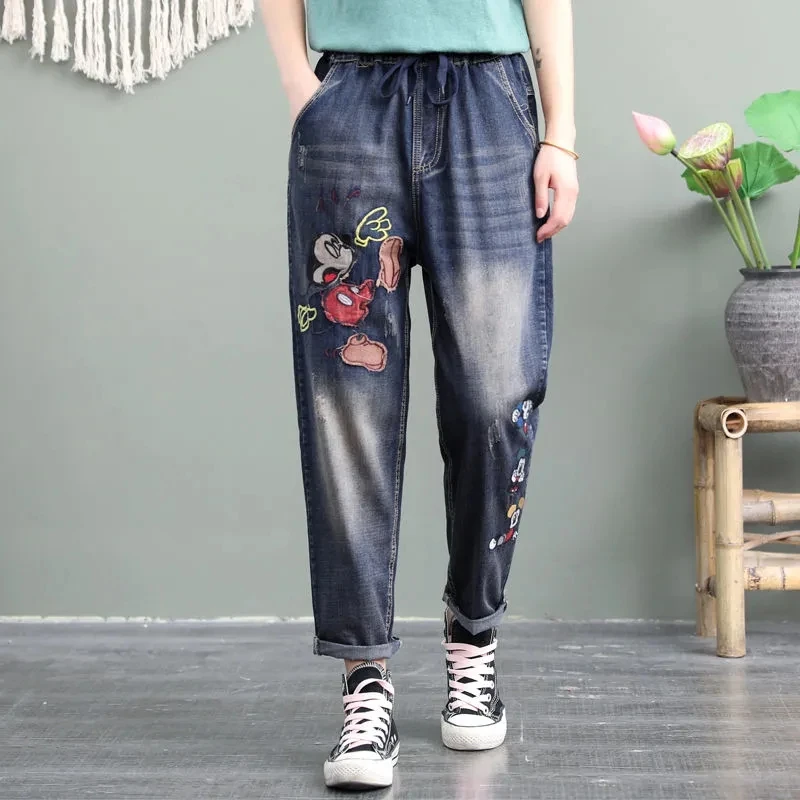 Spring New Ethnic Embroidery Elastic Waist Jeans Female Loose Plus Size High Waist Women Harlan Pants Femme Denim Pants Retro
Spring New Ethnic Embroidery Elastic Waist Jeans Female Loose Plus Size High Waist Women Harlan Pants Femme Denim Pants Retro
