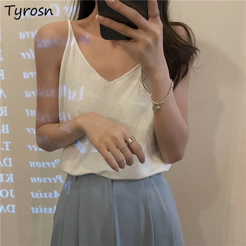Camis Women Vintage V-neck All-match Fashion Design Harajuku Korean Style Streetwear Temperament Lady Chic Spaghetti Strap Daily
Camis Women Vintage V-neck All-match Fashion Design Harajuku Korean Style Streetwear Temperament Lady Chic Spaghetti Strap Daily