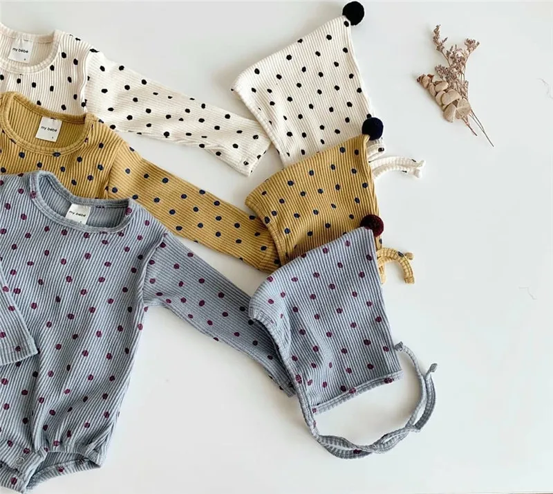 EnkeliBB Baby Unsiex Long Sleeve Romper and Hat Cute Polka Dot Jumpsuit Spring Autumn Infant Clothes Ribbed Cotton Fabric Onsie
EnkeliBB Baby Unsiex Long Sleeve Romper and Hat Cute Polka Dot Jumpsuit Spring Autumn Infant Clothes Ribbed Cotton Fabric Onsie