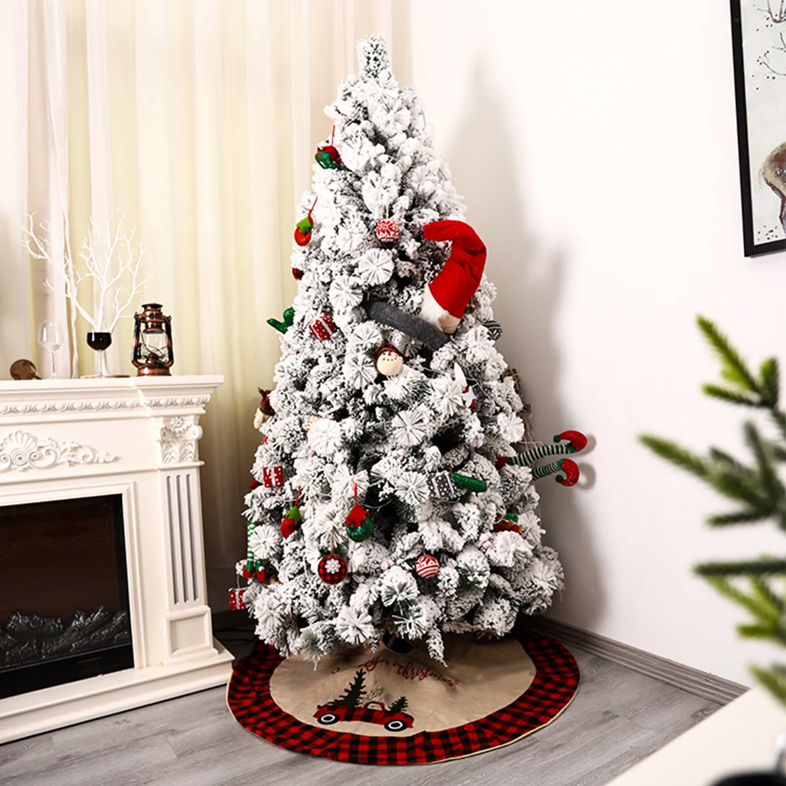 122cm Christmas Tree Skirt Christmas Tree Bottom Decoration Black And Red Grid High-grade Linen Christmas Tree Skirt Rational
122cm Christmas Tree Skirt Christmas Tree Bottom Decoration Black And Red Grid High-grade Linen Christmas Tree Skirt Rational