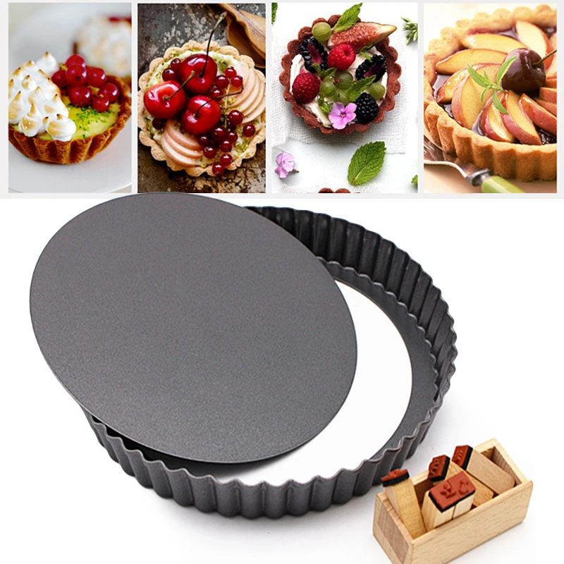 

Bakeware Mini Round Pie Muffin Cupcake Pans Non-Stick Tart Quiche Flan Pan Pie Pizza Cake Mold Removable Loose Bottom Fluted