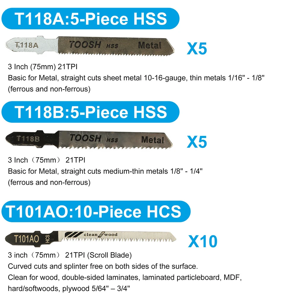 60pcs Replacement Saw Blade Jig Saw Set For Metal Wood Plastic Assorted Cutting High Carbon Steel
60pcs Replacement Saw Blade Jig Saw Set For Metal Wood Plastic Assorted Cutting High Carbon Steel