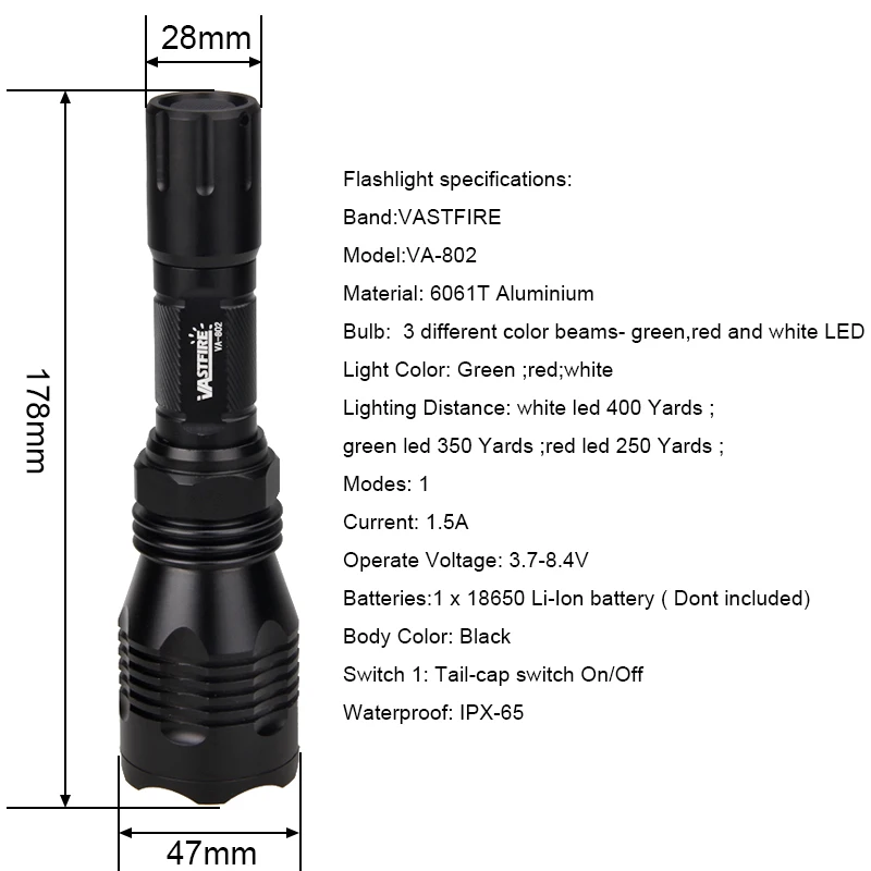 400 Yards LED Adjustable Torch White Green Red Zoomable Tactical Flashlight Rechargeable Hunt Light High power light lantern
400 Yards LED Adjustable Torch White Green Red Zoomable Tactical Flashlight Rechargeable Hunt Light High power light lantern