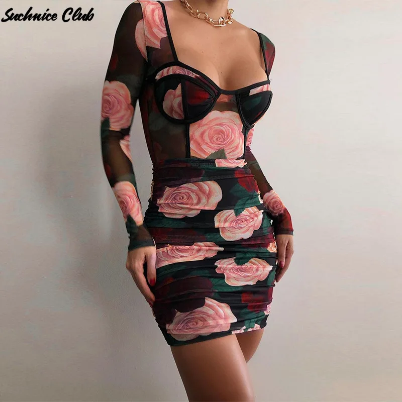 2021 Spring Women Sexy Dress Fashion Bodycon Net Yarn Rose Print Ladies Dress Europe and America Women's Colthing Bodysuit
2021 Spring Women Sexy Dress Fashion Bodycon Net Yarn Rose Print Ladies Dress Europe and America Women's Colthing Bodysuit