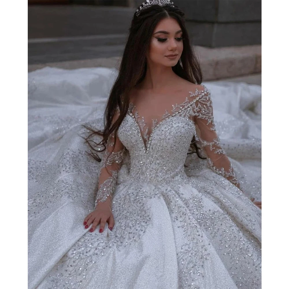 A Line Crystal Wedding Dresses V Neck Lace Long Sleeve Bridal Gowns Elegant Wedding Dress robes de mariée
A Line Crystal Wedding Dresses V Neck Lace Long Sleeve Bridal Gowns Elegant Wedding Dress robes de mariée