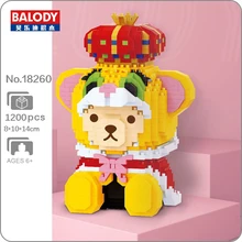 BBalody 18260 Yellow Tiger King Dressed-up Bear Animal Disguise Model Mini Diamond Blocks Bricks Building Toy for Children noBox