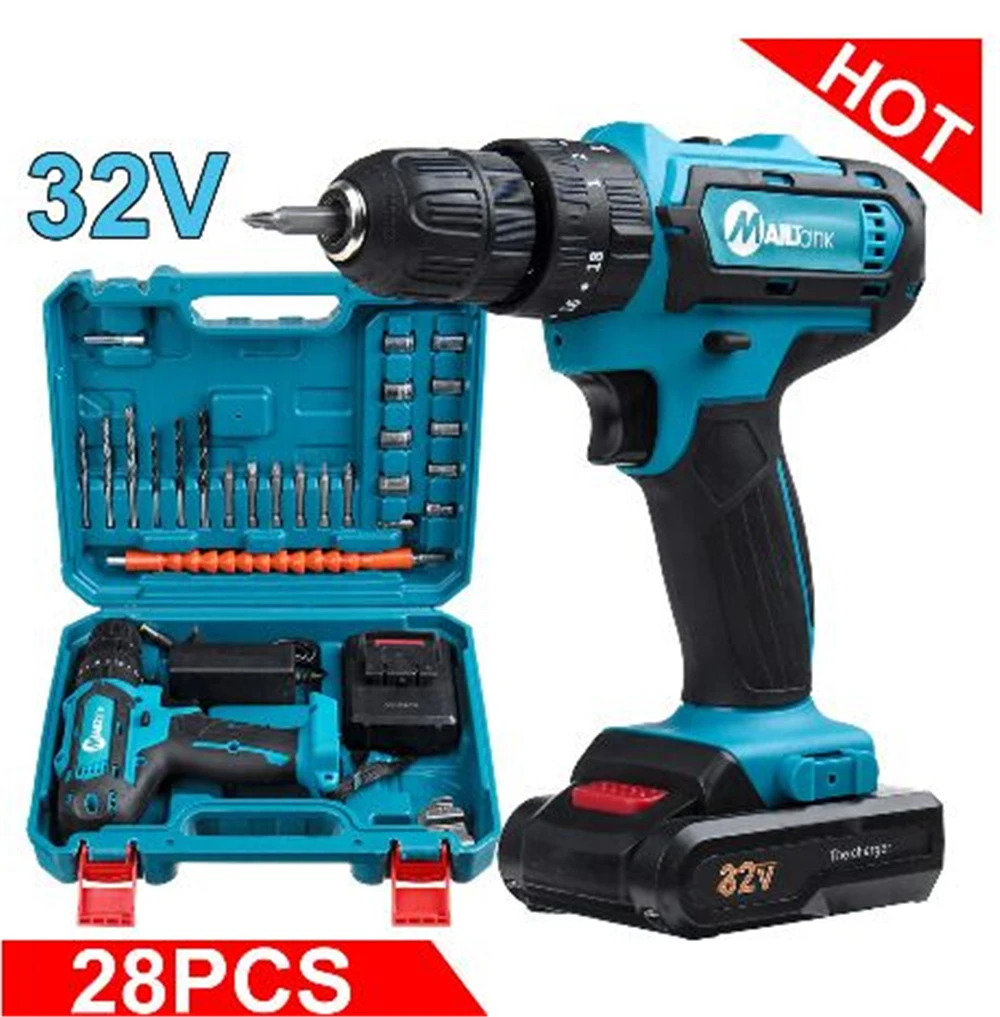 32V 3 in 1 Cordless Electric Screwdriver Drill Hammer Variable Speed Cordless Impact Drill With 1/2 Battery 38Nm Torque Max
32V 3 in 1 Cordless Electric Screwdriver Drill Hammer Variable Speed Cordless Impact Drill With 1/2 Battery 38Nm Torque Max
