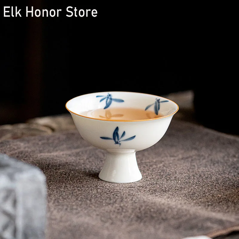 

Керамический бокал для чая, 70 мл, ручная роспись, Бабочка, Орхидея, белая фарфоровая чайная чашка, кунг-фу, чашка для одного мастера, чайная посуда для церемонии