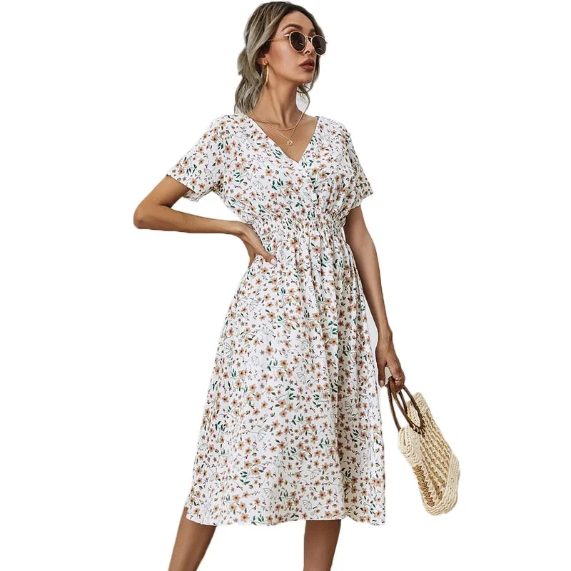 White Floral Printing Summer Chiffon Beach Dress 2021 Casual V-neck Short Sleeve A-line Women Midi Dresses Vestidos
White Floral Printing Summer Chiffon Beach Dress 2021 Casual V-neck Short Sleeve A-line Women Midi Dresses Vestidos