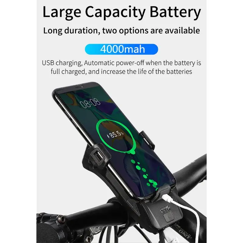 Waterproof Bicycle Light with Bike Horn/Phone Holder/Power Bank Bicycle Lighting K1KD
Waterproof Bicycle Light with Bike Horn/Phone Holder/Power Bank Bicycle Lighting K1KD