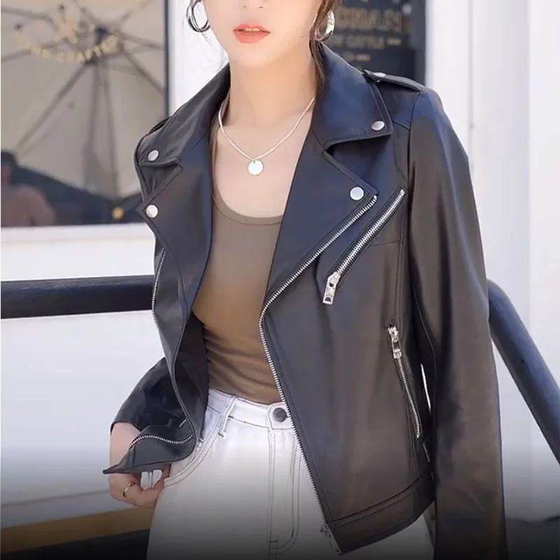Black Motor Biker Women's Spring Jacket 2021 Genuine Leather Coat Zipper Basic Sheepskin Motor Biker Jacket Female Outerwear New
Black Motor Biker Women's Spring Jacket 2021 Genuine Leather Coat Zipper Basic Sheepskin Motor Biker Jacket Female Outerwear New