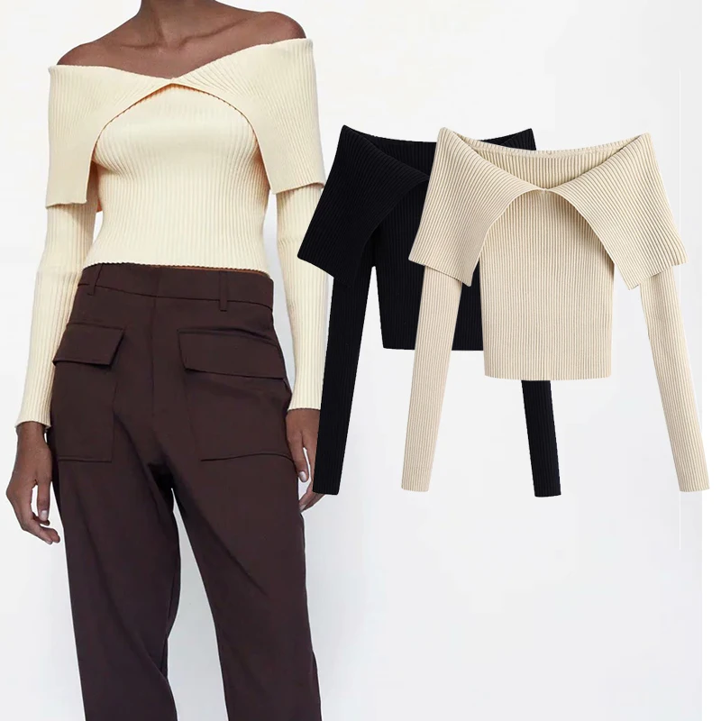 Женский трикотажный пуловер с длинным рукавом, 2 цвета 
Женский трикотажный пуловер с длинным рукавом, 2 цвета