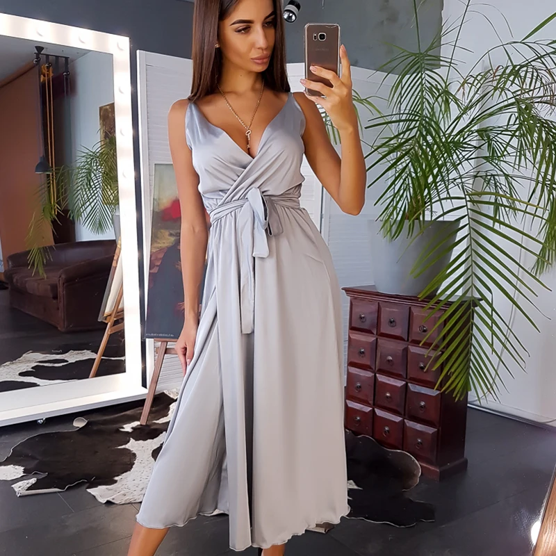 Moarcho Sexy Party Dress Sling Bandage Vintage High Split Mid-Length Sleeveless Satin Long Dress 2021 Fashion Elegant Vestidos 
Moarcho Sexy Party Dress Sling Bandage Vintage High Split Mid-Length Sleeveless Satin Long Dress 2021 Fashion Elegant Vestidos