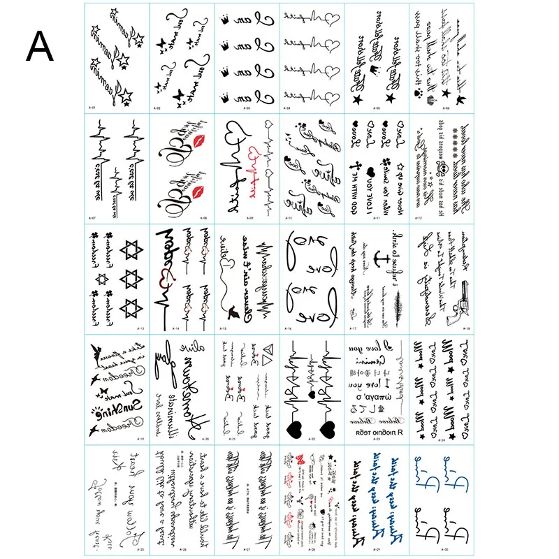 30pcs Temporary Tattoos on the Body Waterproof Fake Tattoo Sticker Art Letter Black Symbol Temporal Tattoos 
30pcs Temporary Tattoos on the Body Waterproof Fake Tattoo Sticker Art Letter Black Symbol Temporal Tattoos