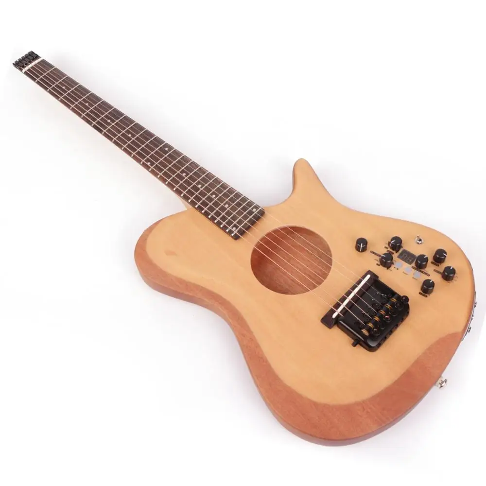 

Headless electric acoustic silent left right hand guitar travel mini portable built in effect free shipping