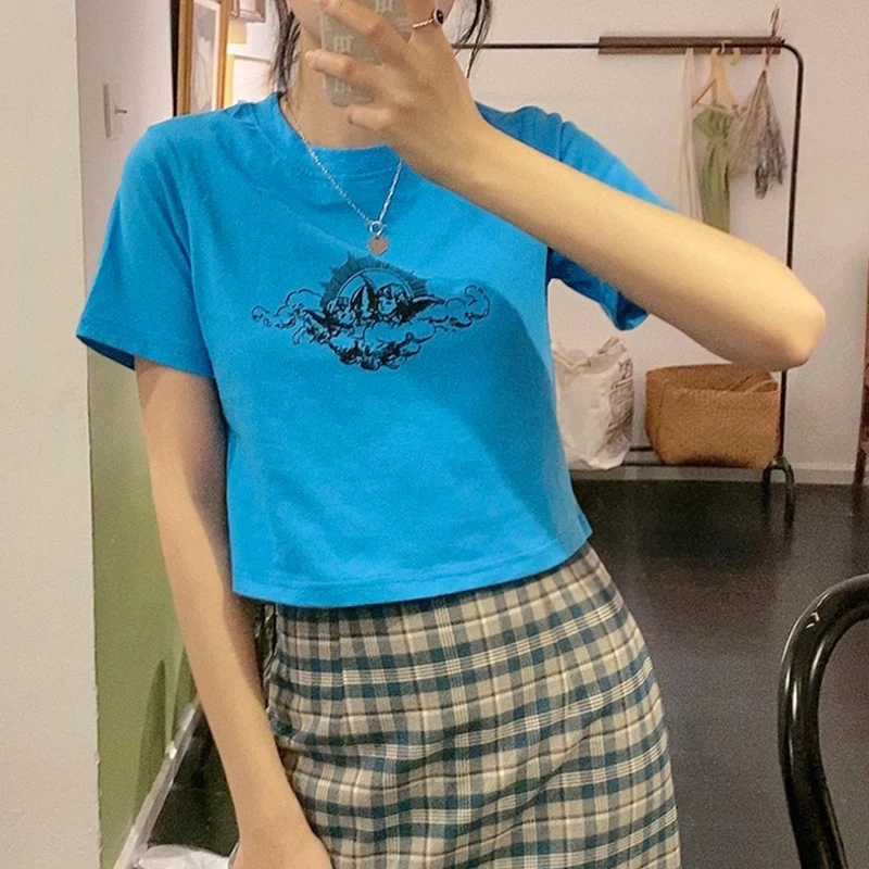 3 colors 2020 summer preppy style angle print short sleeve short design t-shirts womens tee shirt femme women tops (X1369) 
3 colors 2020 summer preppy style angle print short sleeve short design t-shirts womens tee shirt femme women tops (X1369)