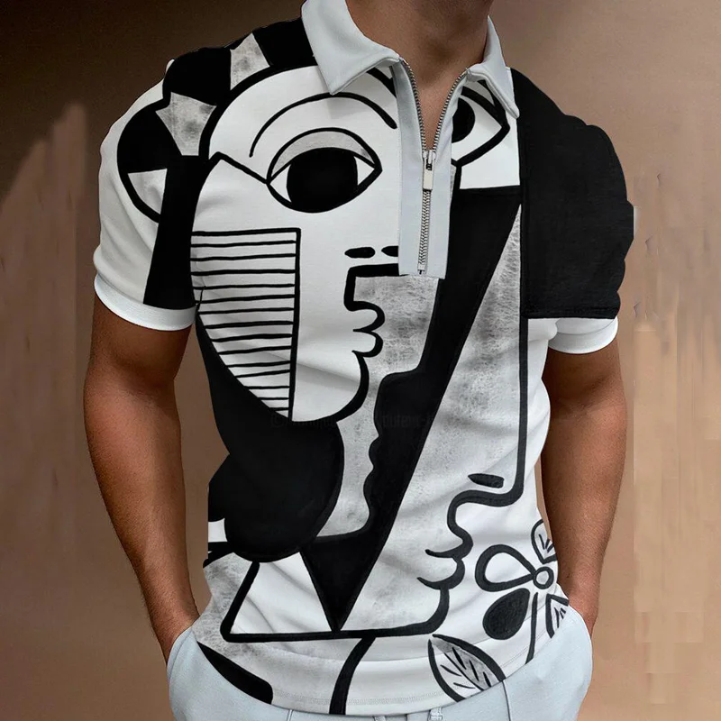 Футболка-поло мужская с отложным воротником, тенниска на молнии, рубашка с принтом в стиле ретро, топ свободного покроя с коротким рукавом, п... 
Футболка-поло мужская с отложным воротником, тенниска на молнии, рубашка с принтом в стиле ретро, топ свободного покроя с коротким рукавом, п...