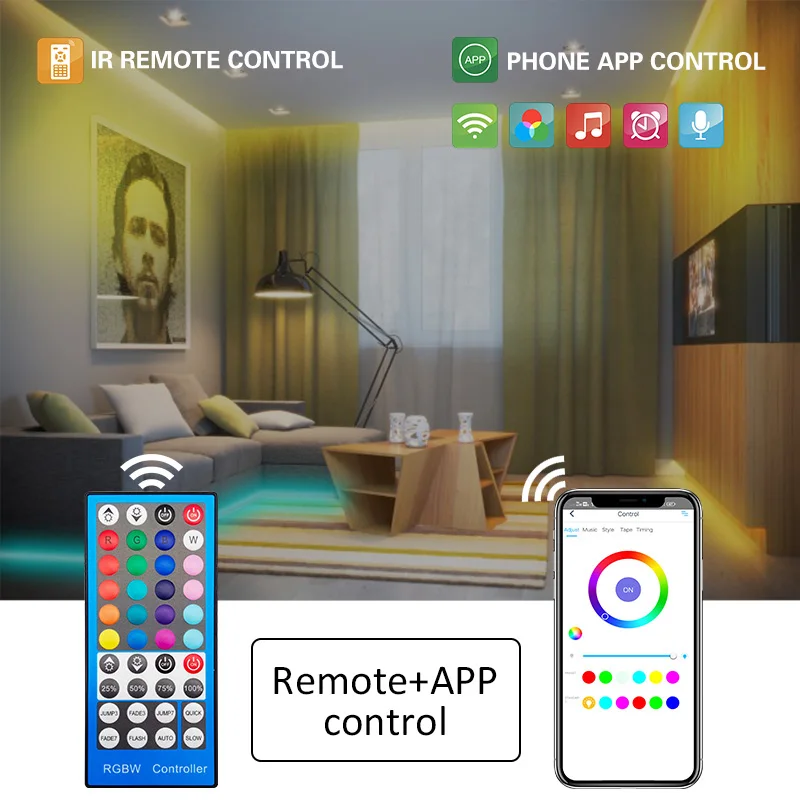 Светодиодная лента 5050 2835 RGBWW Wifi Bluetooth задний светильник светодиодный полосы