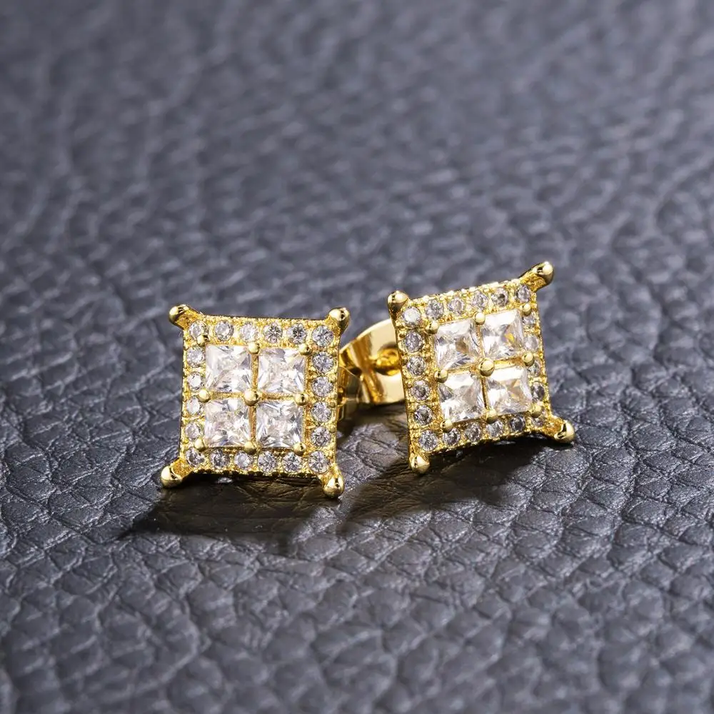 Hip Hop Zircon Earrings Trendy Gold Square Copper Rhinestone Rock High Quality Fashion Exquisite Men&Women Jewelry
Hip Hop Zircon Earrings Trendy Gold Square Copper Rhinestone Rock High Quality Fashion Exquisite Men&Women Jewelry