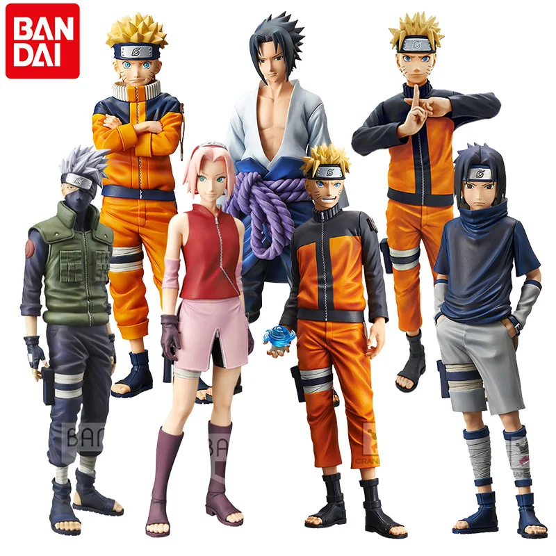 

BANDAI 26cm NARUTO Uchiha Sasuke Hatake Kakashi Uzumaki Naruto Haruno Sakura Childhood Action Anime Figure Toys For Girl Boy