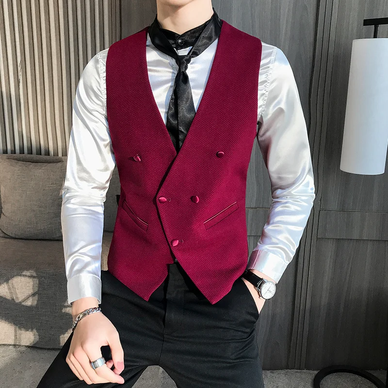Latest Design Men's Double-Breasted Vest Plus Size 5XL Men's Suit Dress Vest Nice Pop Formal Slim Business Sleeveless Vest Coat
Latest Design Men's Double-Breasted Vest Plus Size 5XL Men's Suit Dress Vest Nice Pop Formal Slim Business Sleeveless Vest Coat