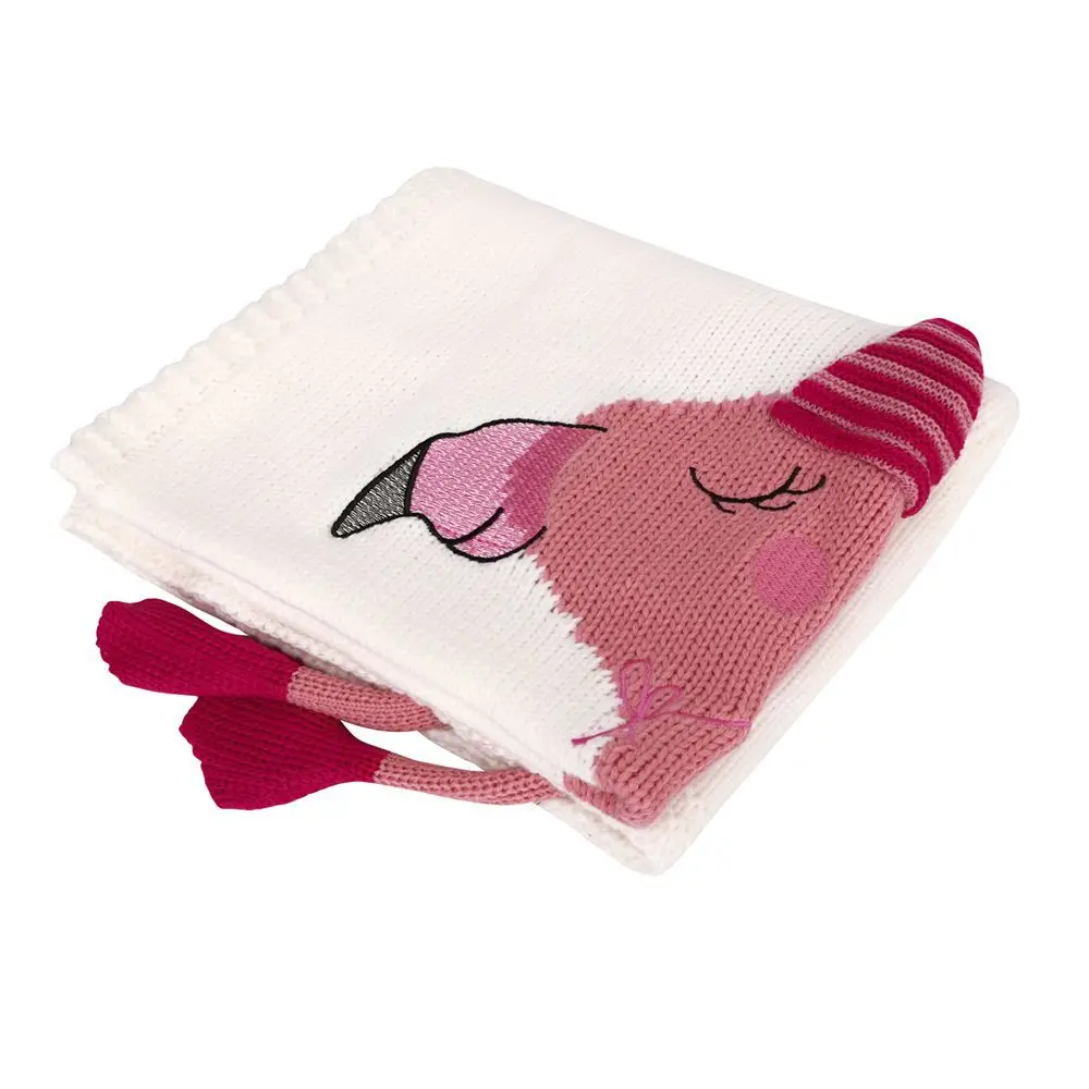 

Couverture Cosy Bebe Baby Cobertor Blanket Knitting Pink Flamingo Monogram Embroidered Gift Shower Baby Warm Blanket Swaddle