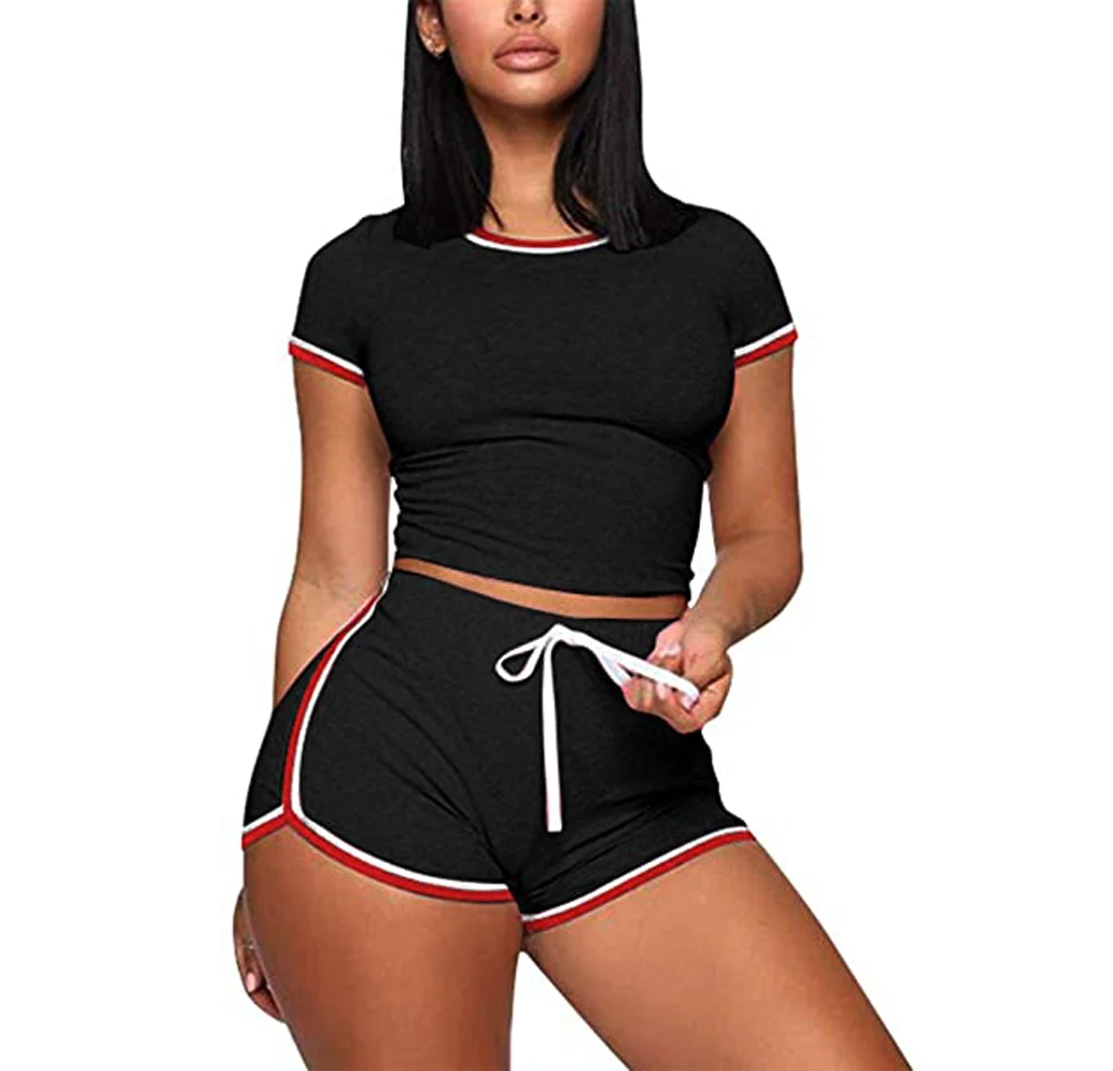 Сексуальный женский летний спортивный костюм, спортивный комплект в полоску, Женский Топ с коротким рукавом и эластичным поясом для фитнес...
Сексуальный женский летний спортивный костюм, спортивный комплект в полоску, Женский Топ с коротким рукавом и эластичным поясом для фитнес...