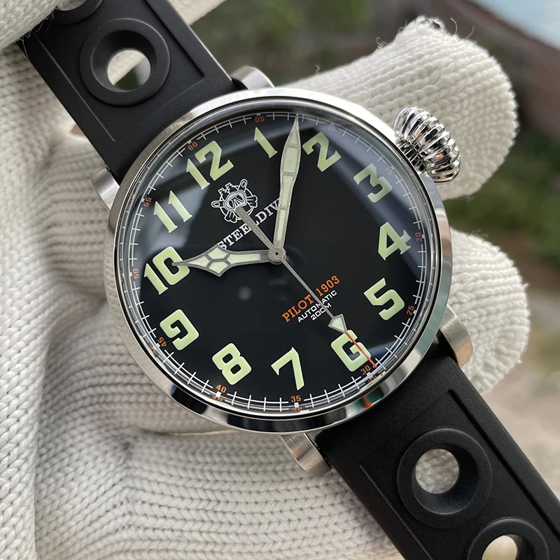 STEELDIVE SD1903 Japan NH35 Movement Automatic Mechanical Watch C3 luminous Sapphire Glass 200M Men Dive Watch Pilot Watch
STEELDIVE SD1903 Japan NH35 Movement Automatic Mechanical Watch C3 luminous Sapphire Glass 200M Men Dive Watch Pilot Watch