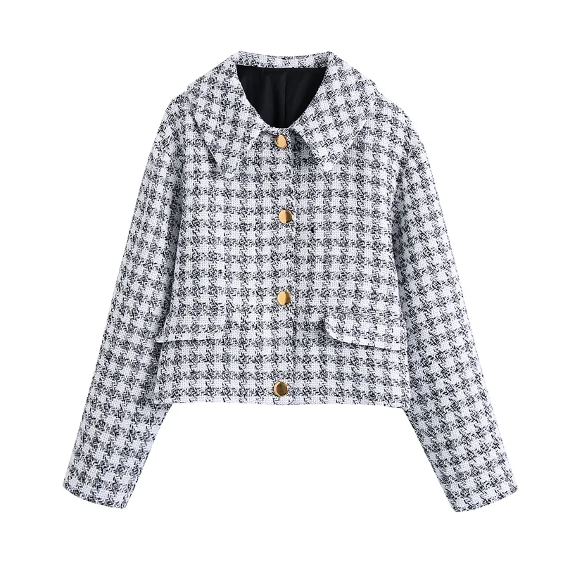 ZXQJ Women Fashion With Gold Button Tweed Cropped Jacket Coat Vintage Long Sleeve False Pockets Female Outerwear Chic Tops
ZXQJ Women Fashion With Gold Button Tweed Cropped Jacket Coat Vintage Long Sleeve False Pockets Female Outerwear Chic Tops