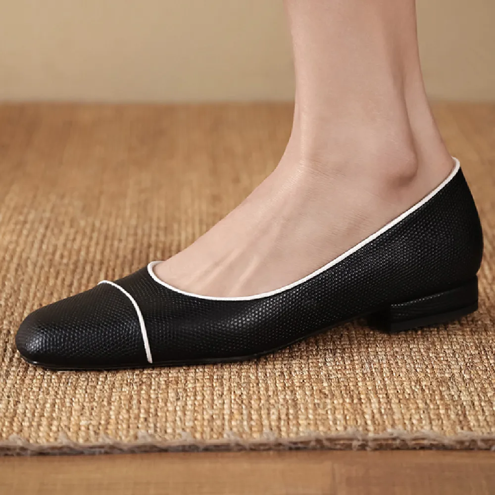 Women's genuine leather square toe slip-on flats single shoes bordered female soft comfortable footwear daily shoes for women
Women's genuine leather square toe slip-on flats single shoes bordered female soft comfortable footwear daily shoes for women