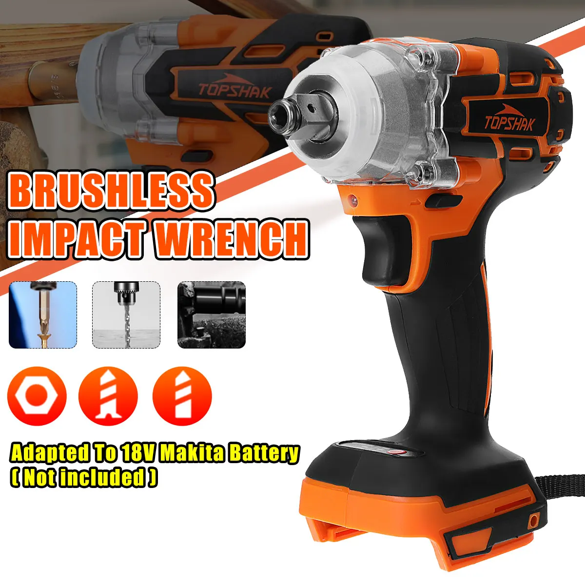 520N.m Brushless Impact Wrench Cordless Electric Screwdriver Stepless Speed Change Switch 18V Hanheld Power Tool For Car Home
520N.m Brushless Impact Wrench Cordless Electric Screwdriver Stepless Speed Change Switch 18V Hanheld Power Tool For Car Home