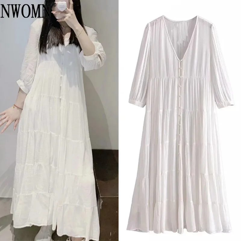 NWOMN Za Women 2021 Summer Dresses White Long Dress Woman Ruffle Party Dresses Long Sleeve Button Up V Neck Midi Casual Dress 
NWOMN Za Women 2021 Summer Dresses White Long Dress Woman Ruffle Party Dresses Long Sleeve Button Up V Neck Midi Casual Dress