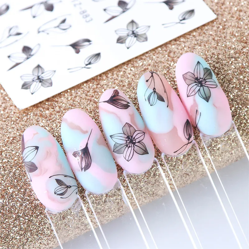 Decals Wraps Water Tattoo Nail Stickersplastic14pcsflowerblack Butterfly Floral Design
Decals Wraps Water Tattoo Nail Stickersplastic14pcsflowerblack Butterfly Floral Design