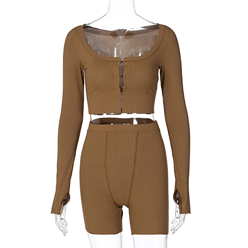 Dulzura Solid Ribbed Patchwork Women 2 Piece Set Long Sleeve Gloves Crop Top Cardigan Biker Shorts Bodycon Sexy Streetwear Fall 
Dulzura Solid Ribbed Patchwork Women 2 Piece Set Long Sleeve Gloves Crop Top Cardigan Biker Shorts Bodycon Sexy Streetwear Fall