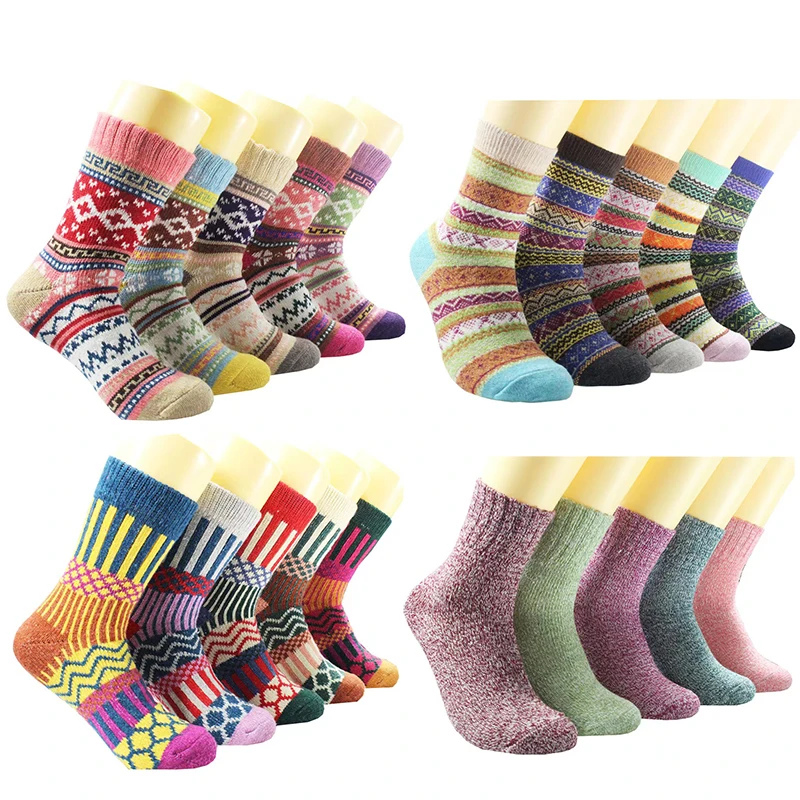 5 Pairs Lot Pack Set Women Socks Winter Retro Wool Socks Thickened Warm National Style Folk-custom Christmas Gift Quality
5 Pairs Lot Pack Set Women Socks Winter Retro Wool Socks Thickened Warm National Style Folk-custom Christmas Gift Quality