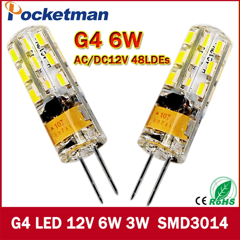 

2020 New 1pcs 540Lumen 3W 6W G4 LED 12V AC DC 24/48 X3014 SMD Bulb Lamp free shipping