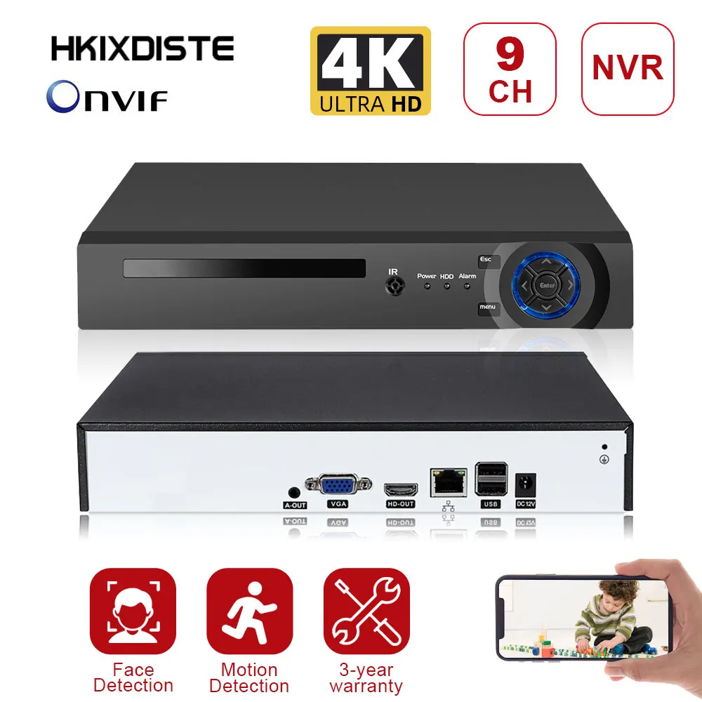 

H.265 8 Channel NVR 4K Network Video Recorder 8CH CCTV Video Surveillance Recorder For IP Camera 4K 9CH NVR 5MP XMEYE HDD