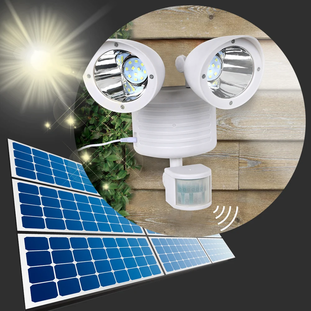 22LED солнечный светильник с двойной головкой Солнечная лампа датчиком движения PIR