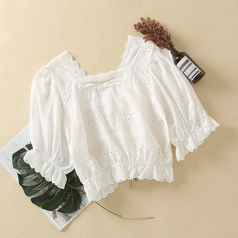 Fashion White Deep V Neck Embroidery Women Blouse Short Top Female Casual Hollow Out Puff Sleeve Short Shirt Chic Mujer Blusa
Fashion White Deep V Neck Embroidery Women Blouse Short Top Female Casual Hollow Out Puff Sleeve Short Shirt Chic Mujer Blusa