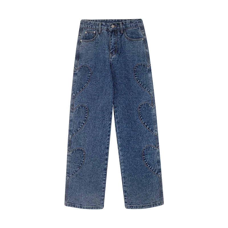 New spring retro design sense heart jeans women loose high waist straight pants female high street Hip hop trousers mujer
New spring retro design sense heart jeans women loose high waist straight pants female high street Hip hop trousers mujer